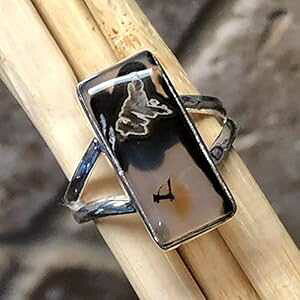 �V�R�g���R�X�e�B�b�N�Ƌ[������ 925 �X�^�[�����O�V���o�[ �����O �T�C�Y 8.75 Natural Rocks by Kala Natural Turkish stick and Pseudomorph Agate 925 Sterling Silver Ring Size 8.75