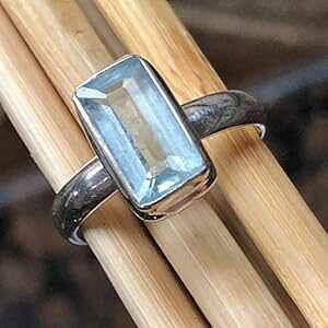 i` 2ct ANA u[ ANA} 925 \bh X^[O Vo[ O TCY 7.5 Natural Rocks by Kala Natural 2ct Aqua Blue Aquamarine 925 Solid Sterling Silver Ring Size 7.5