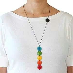 RC ^OA lbNX }`J[ nhCh FLORAMA Natural Jewelry Coins Tagua Necklace Multicolor Handmade