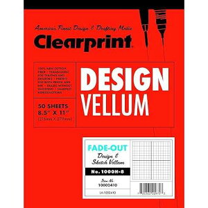 Clearprint 8-1/2" x 11" 1000H Design Vellum Pad with Printed Fade-Out 8x8 Grid, 16 lb., 100% Cotton, 50 Sheets, 1 Each Clearprint 8-1/2" x 11" 1000H Design Vellum Pad with Printed Fade-Out 8x8 Grid, 16 lb., 1
