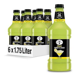 Mr & Mrs T Sweet & Sour Mix, 1.75 L bottle (Pack of 6), Sweet and Sour Blend Flavored Cocktail Mixer, Made with Cane Sugar, Perfect for Cocktails and Mocktail Drinks