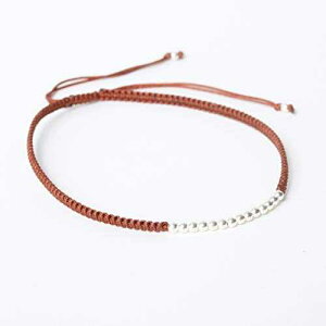 \ȃRbgXgOƒ̃X^[OVo[r[ỸthVbvuXbg(uE) Metal Studio Jewelry Adjustable friendship bracelet in cotton string and sterling silver beads at the cent