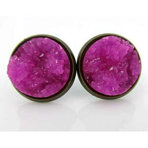 AeB[N S[hg[ }[^ tFCN hD[W[ Xg[ X^bh sAX 12mm Summerfield Collection Gold-tone Magenta Faux Druzy Stone Stud Earrings 12mm