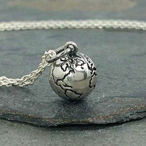 Tiny Earth nV 3D `[ lbNX - 925 X^[OVo[A18 C` EnCharmed Tiny Earth World Globe 3D Charm Necklace - 925 Sterling Silver, 18"