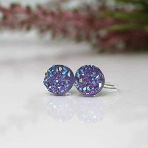 ڂɌȂNbvItFCNhD[W[COAsAXpACbNABA10mm Pretty Smart Invisible Clip On Faux Druzy Earrings for Non-Pierced Ears, Lilac AB, 10mm