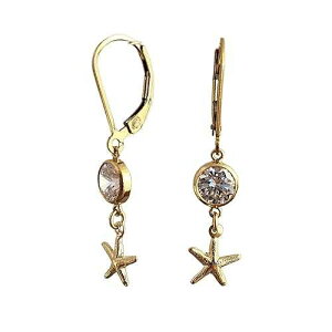 14k yellow gold filled starfish and cz dangle earrings (Leverback) I Dream of Jewelry 14k yellow gold filled starfish and cz dangle earrings (Leverback)