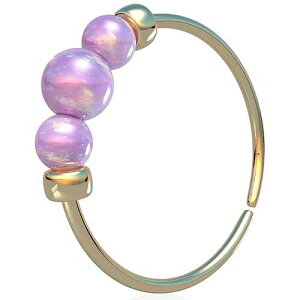 Lugasis FINE JEWELRY Cute Gold Nose Ring - Handmade Comfortable 14k Gold Nose Ring with Pink Opals - Hypoallergenic 7mm Thin 24 Guage Gold Piercing Hoop