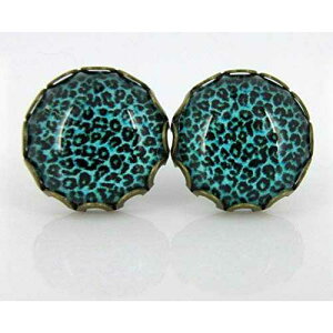 AeB[N S[hg[ ANA u[ Aj} vg X^bh sAX 12mm Summerfield Collection Gold-tone Aqua Blue Animal Print Stud Earrings 12mm