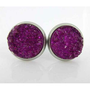 XeXX`[ fB[v }[^ tFCN hD[W[ Xg[ X^bh sAX 10mm Summerfield Collection Stainless Steel Deep Magenta Faux Druzy Stone Stud Earrings 10mm