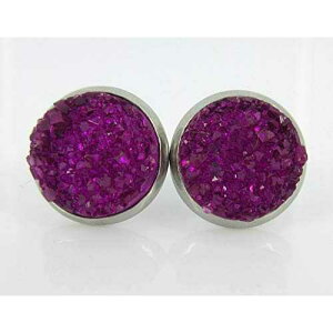 XeXX`[ fB[v }[^ tFCN hD[W[ Xg[ X^bh sAX 12mm Summerfield Collection Stainless Steel Deep Magenta Faux Druzy Stone Stud Earrings 12mm