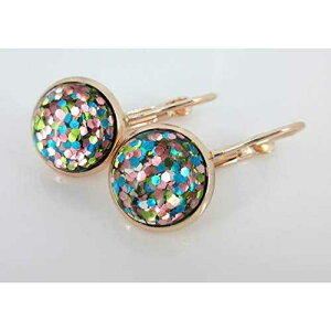 [YS[hg[ sN ANA O[ ^bN Ob^[ W o[obN hbv CO Summerfield Collection Rose Gold-tone Pink Aqua Green Metallic Glitter Resin Lever-back Drop Earrings