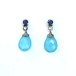 Fu[ JZhj[ eBAhbv t@Zbg COAgbvɏȃu[ Tt@CAAX^[O Vo[ X^bh X^C Metal Studio Jewelry Dyed blue chalcedony teardrop faceted