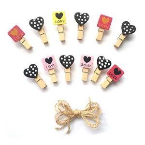 LWR CRAFTS ؐ~j΂ uAhn[g gsJ 24 W[gR[h 8tB[g LWR CRAFTS Wooden Mini Clothespins Love and Heart Tropical 24 Pieces and Jute Cord 8 Ft