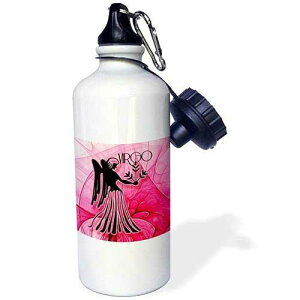 3dRose Lady Virgo in Pink and Black Swirls Zodiac Collection Sports Water Bottle, 21Oz, Multicolored