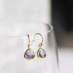 NX^ KX p[v V~[g AWXg hbv CO MJLuLu Crystal Glass Purple Simulated Amethyst Drop Earrings
