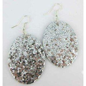Vo[Ob^[tFCNU[I[o_OCO Summerfield Collection Silver Glitter Faux Leather Oval Dangle Earrings