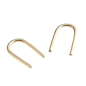 Fashion Art Jewelry 14K Gold Filled Mini Upside Down Huggie Hoop Arc Ear Cuff Hook Earring Open Teardrop Piercing Earrings Round 13mm (14K Yellow Gold Filled, Smooth Wire | 13mm)