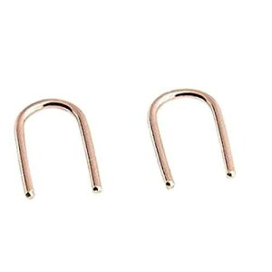 Fashion Art Jewelry 14K Rose Gold Filled Mini Upside Down Huggie Hoop Arc Ear Cuff Hook Earring Open Teardrop Piercing Earrings Round 13mm (14K Rose Gold Filled, Smooth Wire | 13mm)