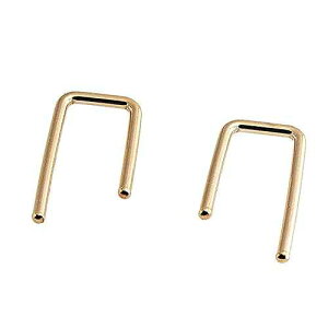 Fashion Art Jewelry 13mm Upside Down Arc U-Shaped Gold Filled Earrings Open Huggie Hoop Threader Staple Simple Ear Jacket Drop Hook Piercing Earrings (13mm/ 18 gauge, 14K Yellow Gold Filled)