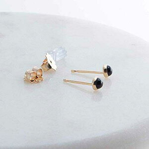 ubN IjLX WFXg[ 3mm X^bh sAX (14K S[htBh x[ Zbg) Fashion Art Jewelry Black Onyx Gemstone 3mm Stud Earrings in 14K Gold Filled Bezel Set