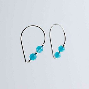 X^[OVo[ C[ hbvA2 ̏ȃ{[AANA} Xg[ r[Ytz[XV[ A[N CO Fashion Art Jewelry Sterling Silver Wire Drops with 2 Small Balls with Aquam