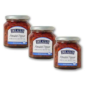 DeLallo Roasted Red Pepper Bruschetta, Gourmet Spread with Sweet Red Bell Peppers in Olive Oil, Non-GMO, Gluten Free, Kosher, Authentic Italian Recipe, 10 oz Jar (3 Pack) DeLallo Roasted Red Pepper Bruschetta, Gour