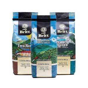 Cafe Britt Caf Britt - Costa Rican Origins Coffee Bundle (12 oz.) (3-Pack) (Coffee From: Tarraz , Tres R os & Po s) - Whole Bean, Arabica Coffee, Kosher, Gluten Free, Gourmet & Medium Light & Dark Roas