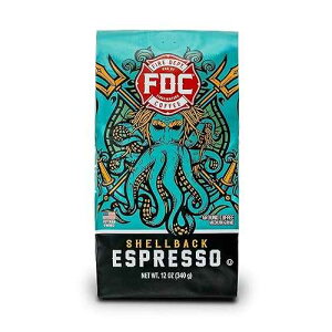 Fire Department Coffee - Gives Back to Firefighters - Bold & Smooth Shellback Espresso Ground Coffee - Roasted in the USA - Veteran Owned - 12 oz