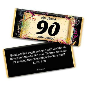 90 ΂̒ap[eB[̋LOi n[V[ `R[g o[p̃p[\iCYꂽbp[ (25 ) WH Candy 90th Birthday Party Favors Personalized Wrappers for Hershey's Chocolate Bars (25 Count)