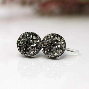 ڂɌȂNbvItFCNhD[W[COAsAXpAK^A10mm Pretty Smart Invisible Clip On Faux Druzy Earrings for Non-Pierced Ears, Gunmetal, 10mm