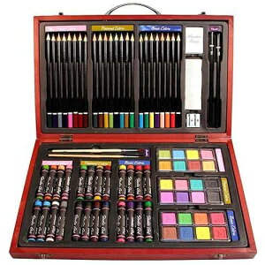 Nicole 79 Piece Studio Art & Craft Supplies Drawing and Painting Set in Wood Box Great Gift, MULTI COLOR
