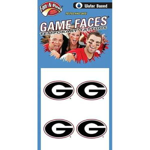 FAN-A-PEEL Georgia ? Water Based Temporary Spirit Tattoos ? 4-Piece ? Red/White/Black G Oval
