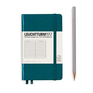 Leuchtturm1917 A6 |Pbgrm[g - pVtBbN O[A185 y[Wԍt Leuchtturm1917 A6 Pocket Ruled Notebook- Pacific Green, 185 numbered pages