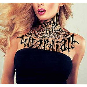 DaLin e|[^gD[ 2 V[g fB[vubN [WlbN^gD[ nEBRX`[ANZT[p[eB[p DaLin Temporary Tattoos, 2 Sheets Deep Black Large Neck Tattoos for Halloween 