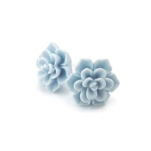 Pretty Smart Hypoallergenic Succulent Earrings for Sensitive Ears (Pale Blue, 100% Metal Free Plastic Posts)