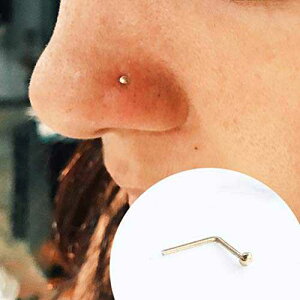 �^�C�j�[ �{�[�� 22 �O���� L �V�F�C�v �X�^�b�h �m�[�Y �����O - �C�G���[�S�[���h�t�B���h �m�[�Y �s�A�X �W���G���[ EllieJMaui Tiny Ball 22g L Shape Stud Nose Ring - Yellow Gold Filled Nose Piercing Jewelry