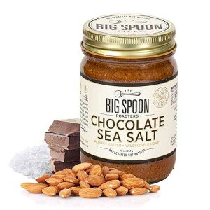 Big Spoon Roasters Dark Chocolate Almond Butter With Sea Salt & Raw Honey - Low Sugar Almond Butter - Crunchy Almond Butter w/Bee-Friendly Almonds - Keto, Gourmet, Pure Almond Nut Butter - 13 Ounces