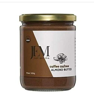 JEM Just Eat Me. JEM Organics Coffee Cashew Sprouted Almond Nut Butter, Organic All Natural, Gluten-Free, Vegan, Paleo, Keto Snack, 16 oz Jar, Single Pack