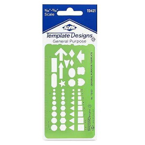 ALVIN, TD421, General Purpose Pocket Template, Mapping Symbols, Ideal for Planning and Drafting ALVIN, TD421, General Purpose Pocket Template, Mapping Symbols, Ideal for Planning and Drafting