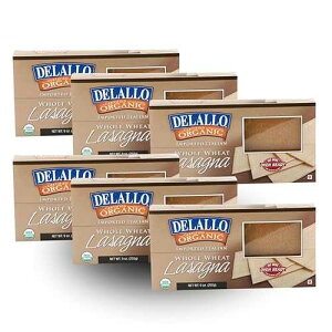 DeLallo Whole Wheat Lasagna Noodles, 9 Ounce Box, 6 Pack, Oven-Ready, 100% Whole Grain Pasta, Made with Durum Wheat, Made in Italy DeLallo Whole Wheat Lasagna Noodles, 9 Ounce Box, 6 Pack, Oven-Ready, 100% Who