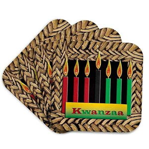 3dRose CST_26966_1 �N�����U �\�t�g �R�[�X�^�[ �L�����h�� 4 �Z�b�g 3dRose CST_26966_1 Candles of Kwanzaa Soft Coasters, Set of 4