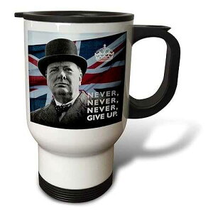3dRose Winston Churchill-Never Give Up Quotation Over Union Jack Background Travel Mug, 14 oz, White 3dRose Winston Churchill-Never Give Up Quotation Over Union Jack Background Travel Mug, 14 oz, White