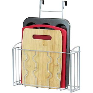 SimpleHouseware Over the Cabinet Door Organizer Holder 12.45Wx3.55Dx18.3H Silver SIMPLE HOUSEWARE SimpleHouseware Over the Cabinet Door Organizer Holder 12.45Wx3.55Dx18.3H Silver