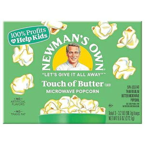 Newman's Own Microwave Popcorn - Touch of Butter Kosher Made with Whole Grain Popcorn No Artificial Flavors No Trans Fats 3.2 oz Bag, 3 Bags Per Box (12 Boxes, 36 Bags Total) Newman's Own Microwave Popcorn - Touc