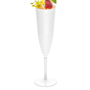 Restaurantware 4 Ounce Plastic Champagne Flutes 20 Tall Mimosa Glasses - Disposable Lace Detail White Plastic Disposable Champagne Glasses For Parties And Weddings For Beverages Or Cocktails Restaurantware 4 Ounce Plastic Ch