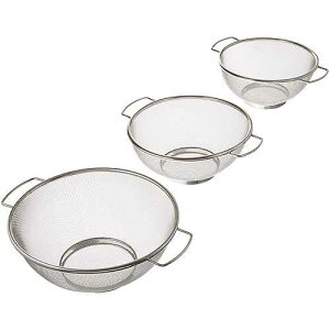 ExcelSteel 3 Piece Stainless Steel Fine Mesh Colander w/Resting Base, Dishwasher Safe Strainer for Vegetables, Salad, Fruit, Pasta (732) ExcelSteel 3 Piece Stainless Steel Fine Mesh Colander w/Resting Base, Dishwasher