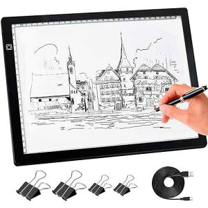 comzler A4 LED Light Board, 3 Level Dimmable Brightness USB Power Artcraft Light Table for Tracing, Light Drawing Sketch Pad for Animation, Sketching, Drawing, Stenciling, Artists - Black comzler A4 LED Light Board,
