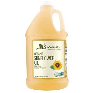 Kevala Organic Sunflower Oil ? No Gluten, Hexane Free, Non GMO, Vegan, Kosher, Without Cholesterol, Good for Cooking, Hair Care, High in Vitamin E, 64 oz Kevala Organic Sunflower Oil No Gluten, Hexane Free, No
