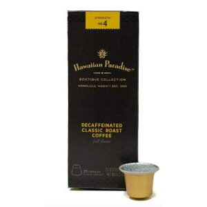Hawaiian Paradise Coffee Pods: 25 Espresso Capsules - Classic Decaf Arabica Medium Roast - Boutique Collection - Compatible with Nespresso Original Line Machines Hawaiian Paradise Coffee Pods: 25 Espresso Capsules - Classi