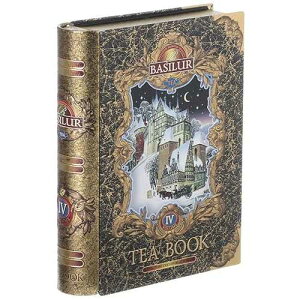 Basilur Gift Tea Set - Book Vol 4 Collectable Metal Tin Caddy Pure Ceylon Black Tea With Silver Tips Non GMO Loose Leaf 100g /3.52 oz.